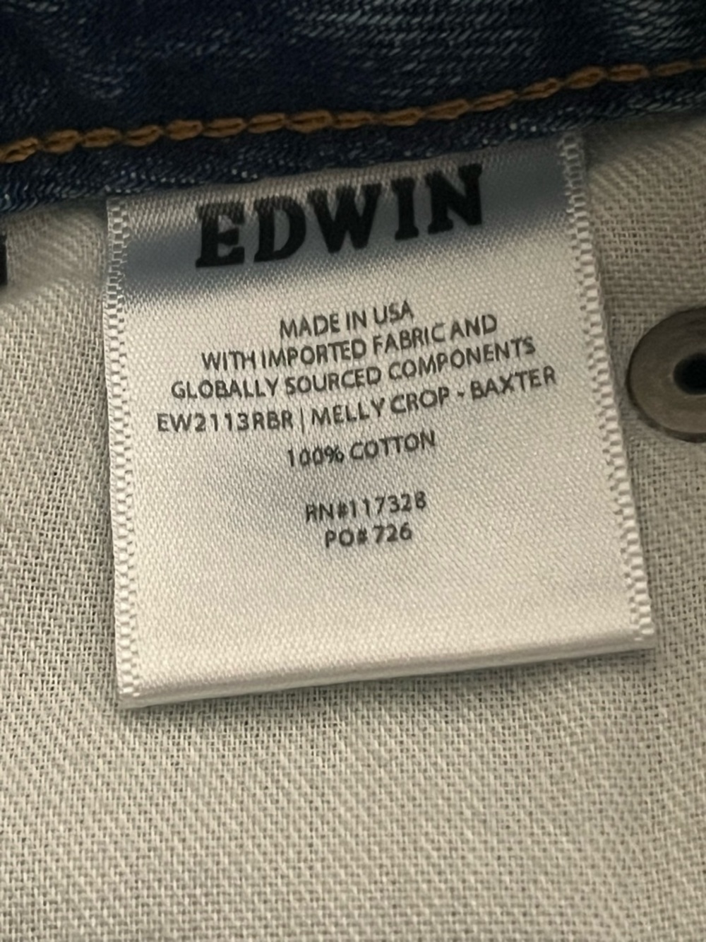 NWT Edwin Melly Cropped Jeans in Baxter Colourway 32 - Picture 8 of 10